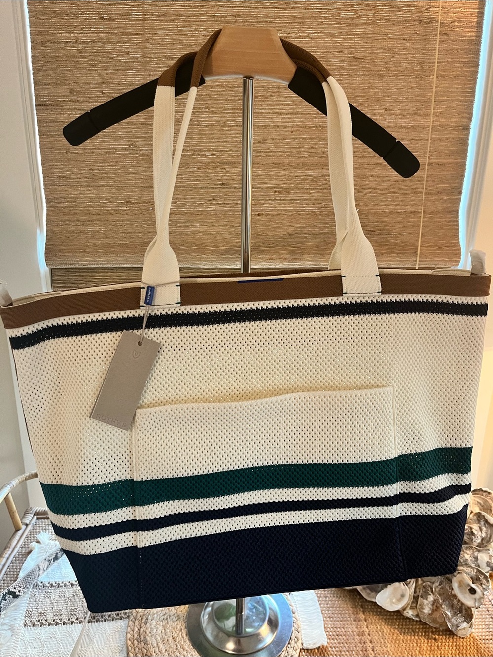NWT Rothy’s Zipper Tote Bag – Striped Knit Shoulder Bag
